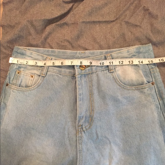 High waist jeans bleached distressed frayed hem - Picture 7 of 11